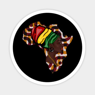 Africa Map, African Woman, Rasta Colors Magnet
